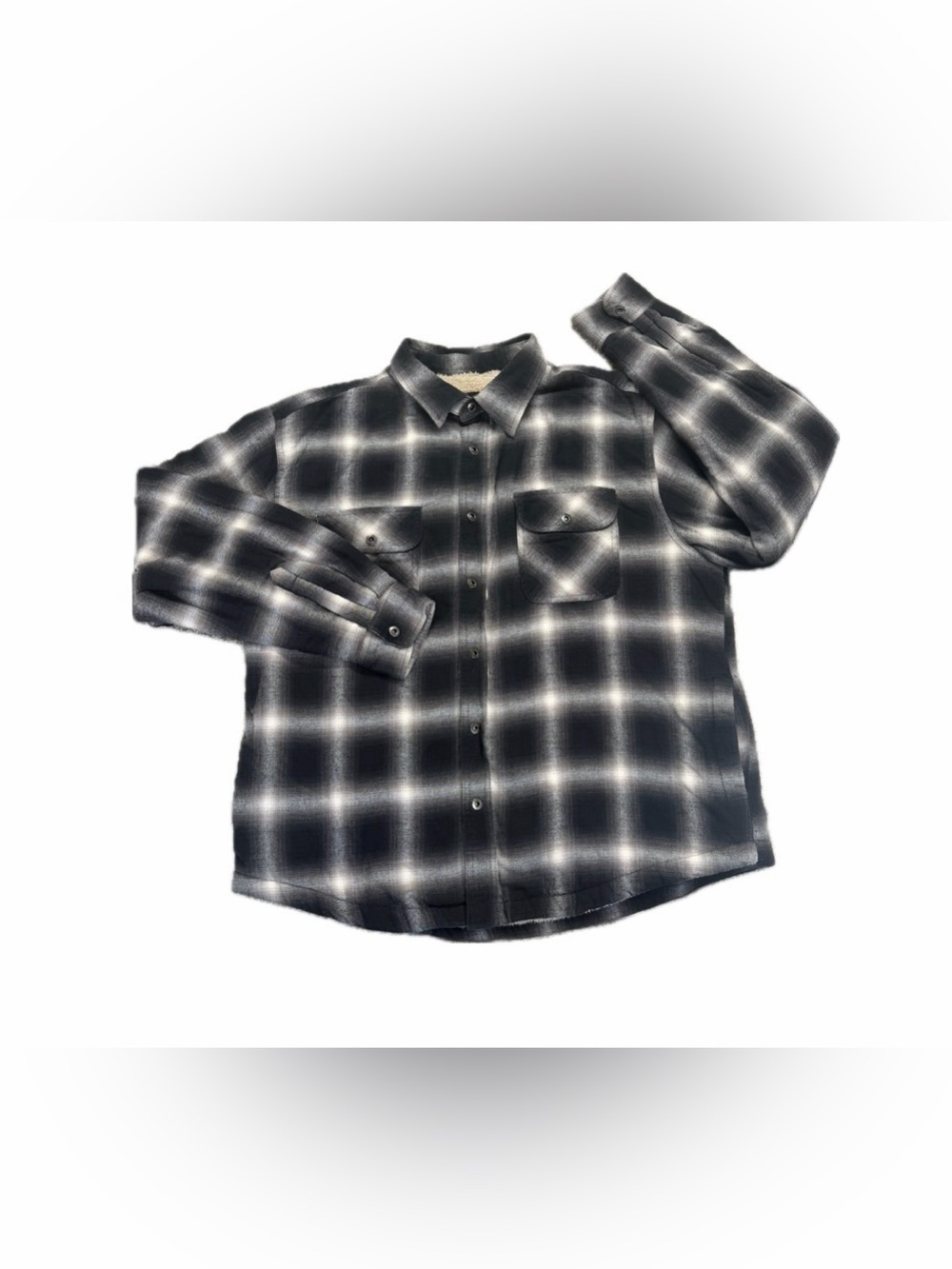 Grizzly Mountain Mens Flannel Sherpa Lined Winter Shirt Jacket Gray Plaid XXL